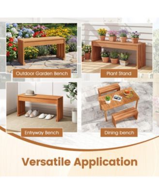 2-Person Outdoor Bench with Solid Wooden Frame for Backyard