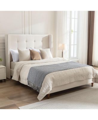 Peyton Upholstered Queen Bed / 54" High Headboard / Traditional Hand Buttoned Tufting