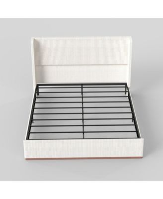 Upholstered Bed Frame, 47" Luxury Wingback Headboard