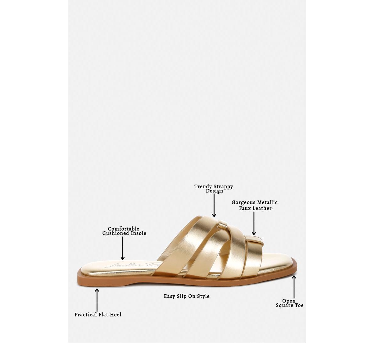 London Rag Women's Hebal Metallic Faux Leather Slip Ons