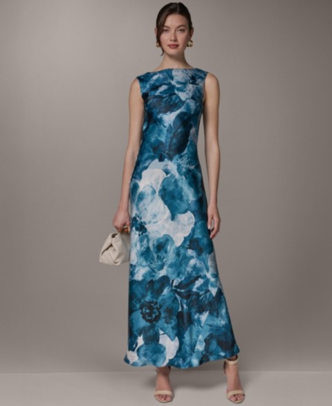 Женские платья Donna Karan New York Women's Boat Neck Maxi Sleeveless Printed Dress