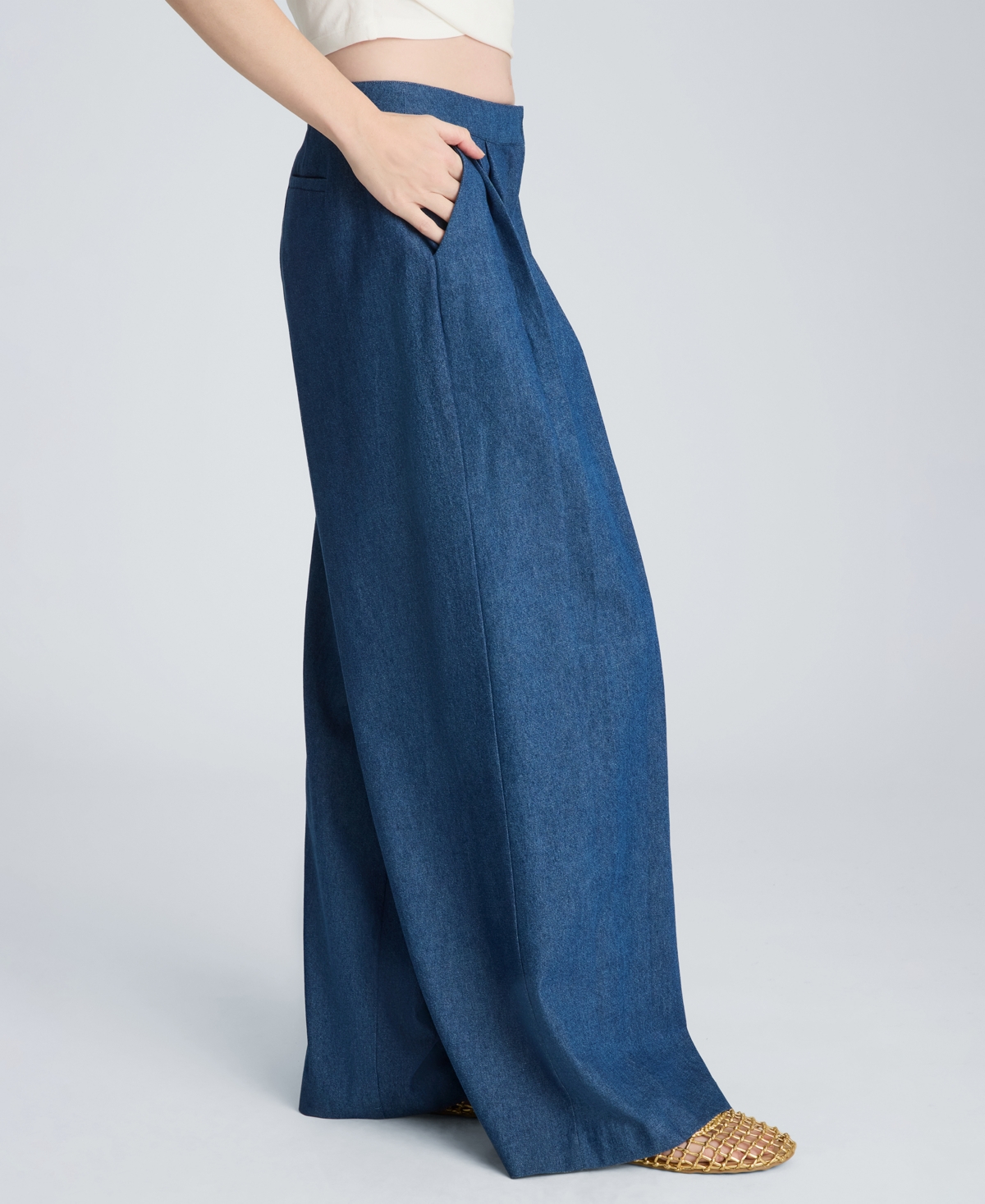 Kenneth Cole Women's High-Rise Triple Pleated Wide-Leg Pants