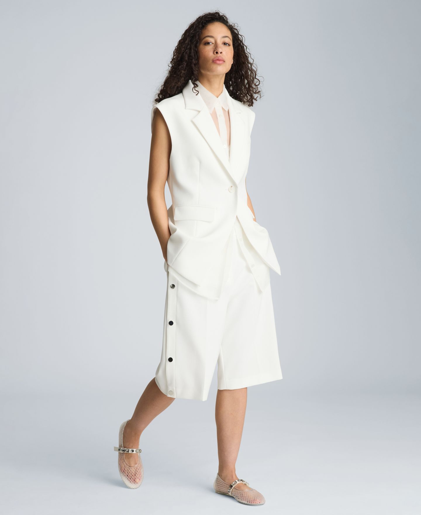 Женские шорты Kenneth Cole High-Rise Side Snap, цвет: Чистый белый — фото 8