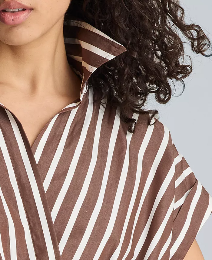 Women's Cotton Striped Collared Neck Top - thumbnail 6