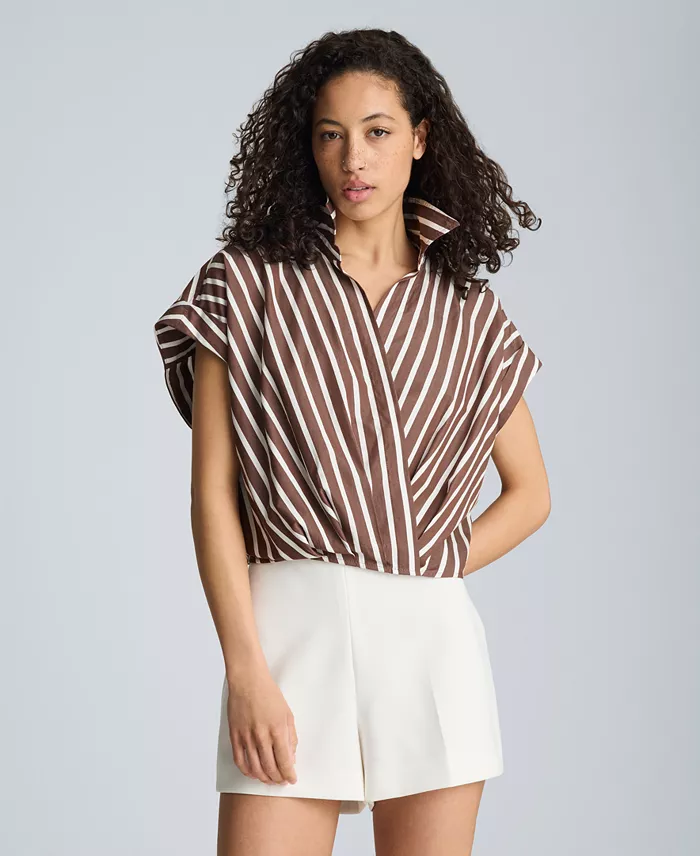 Women's Cotton Striped Collared Neck Top - thumbnail 7