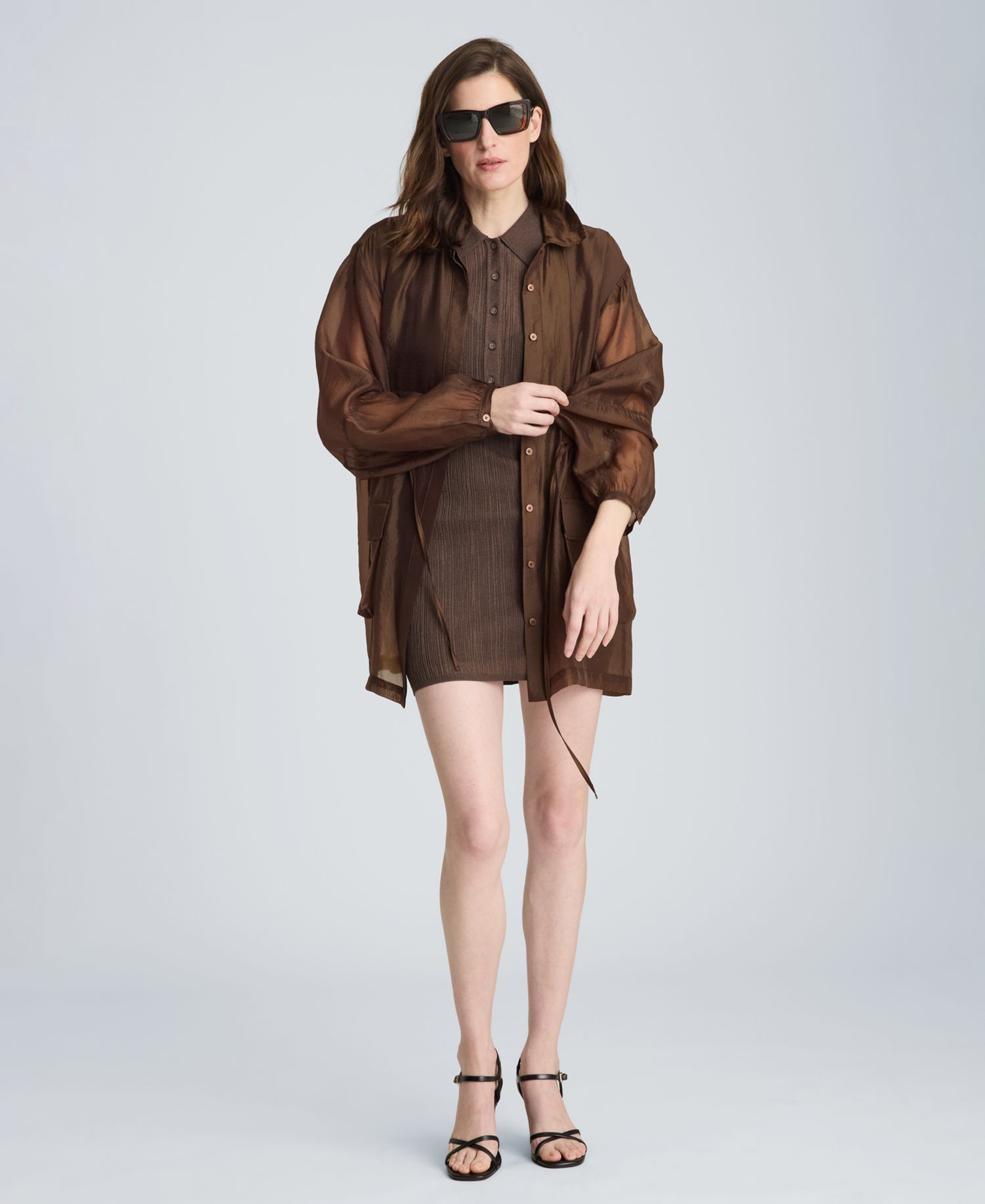 Women's Variegated Ribbed Collared Neck Polo Sweater Dress