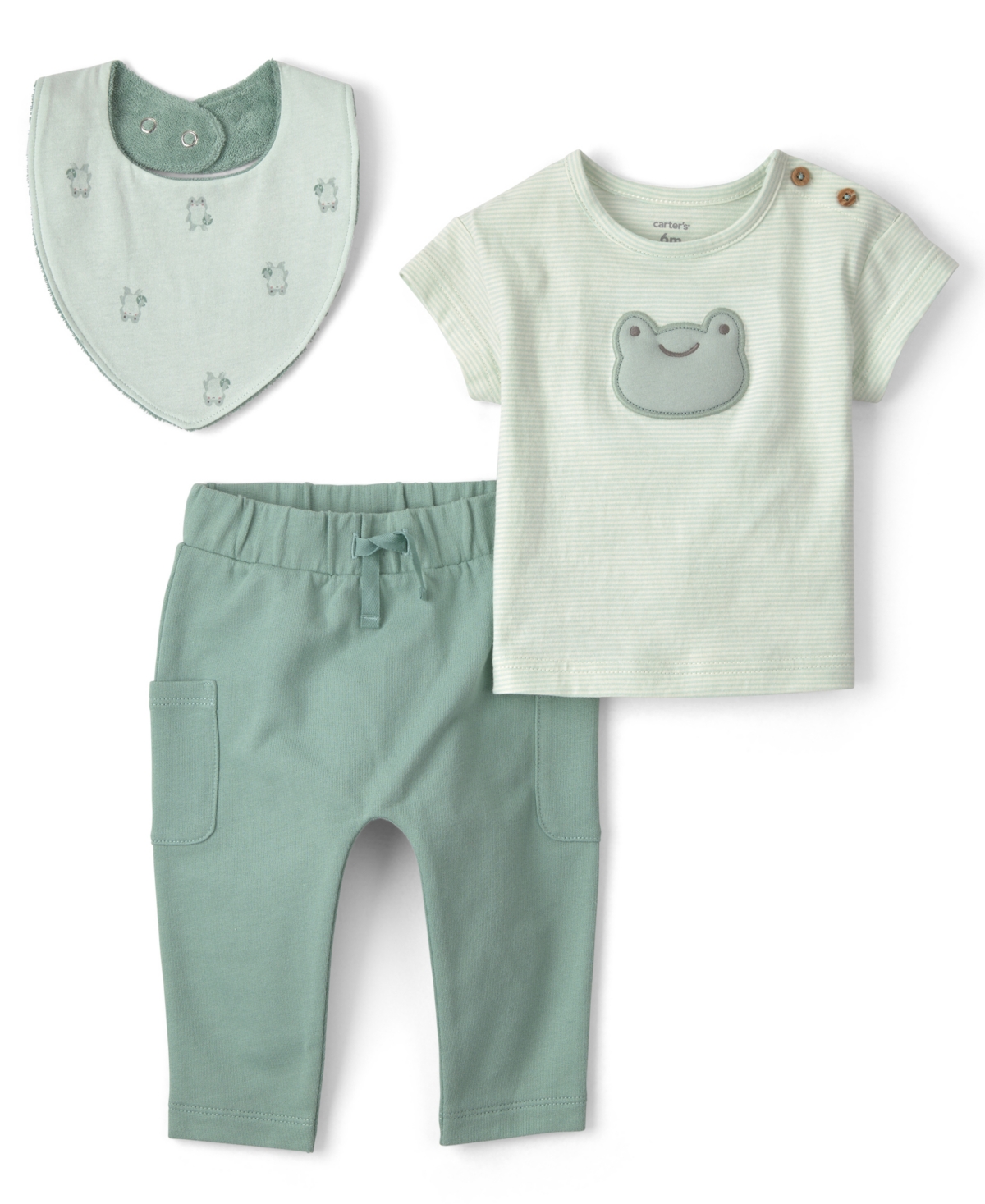 Carter's Baby Boys' Short-Sleeve T-Shirt, Bib and Pants, 3-Piece Set - Green