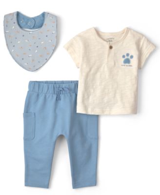 Baby Boys' Short-Sleeve T-Shirt, Bib and Pants, 3-Piece Set