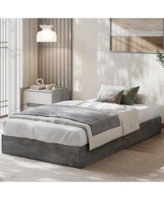 Platform Bed Frame with Wooden Slats, Floor-Standing Design, No Box Spring Needed
