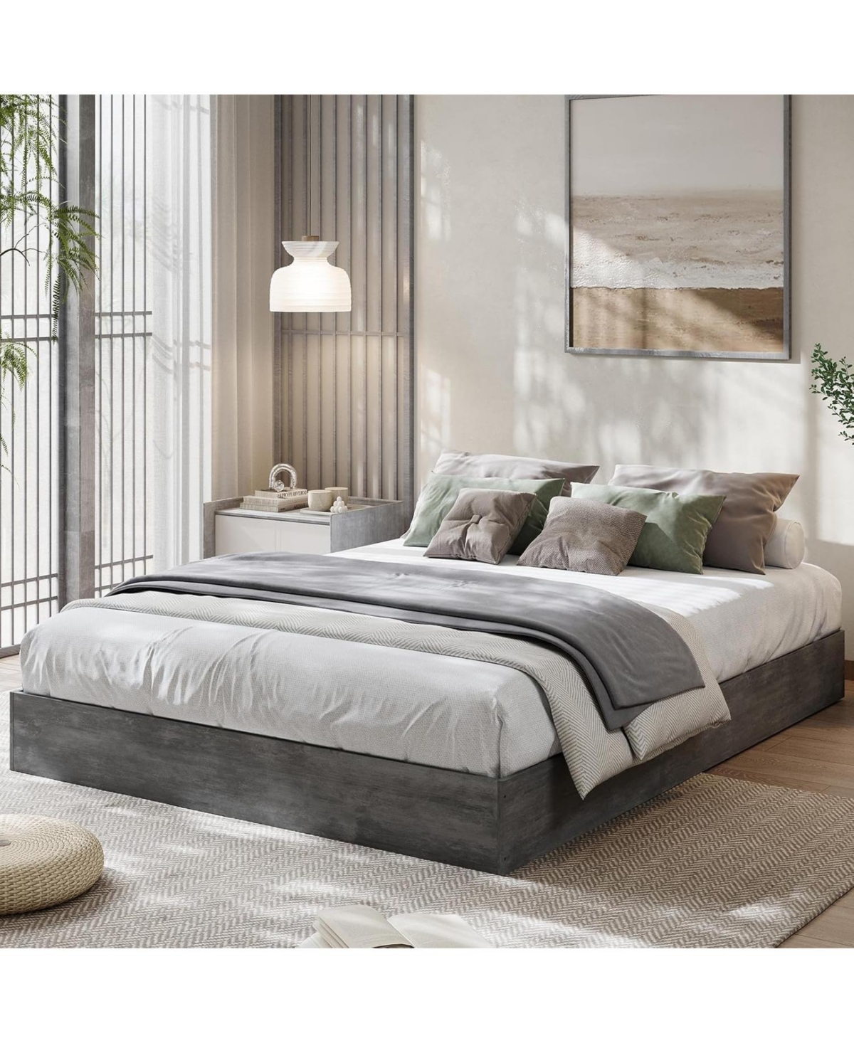 gaomon Platform Bed Frame with Wooden Slats, Floor-Standing Design