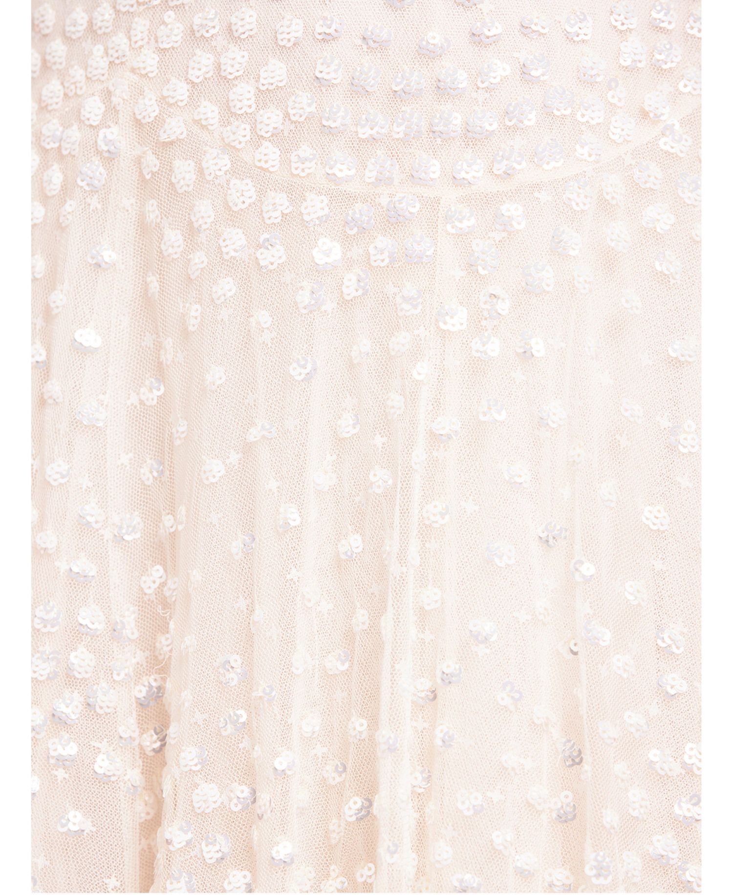 Women's Scallop Sequin V-neck Ankle Gown