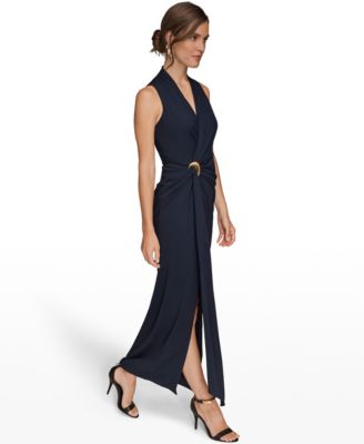 Women's Draped Faux-Wrap Gown