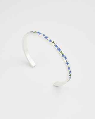 Fable England Forget Me Not Silver Bangle - Silver