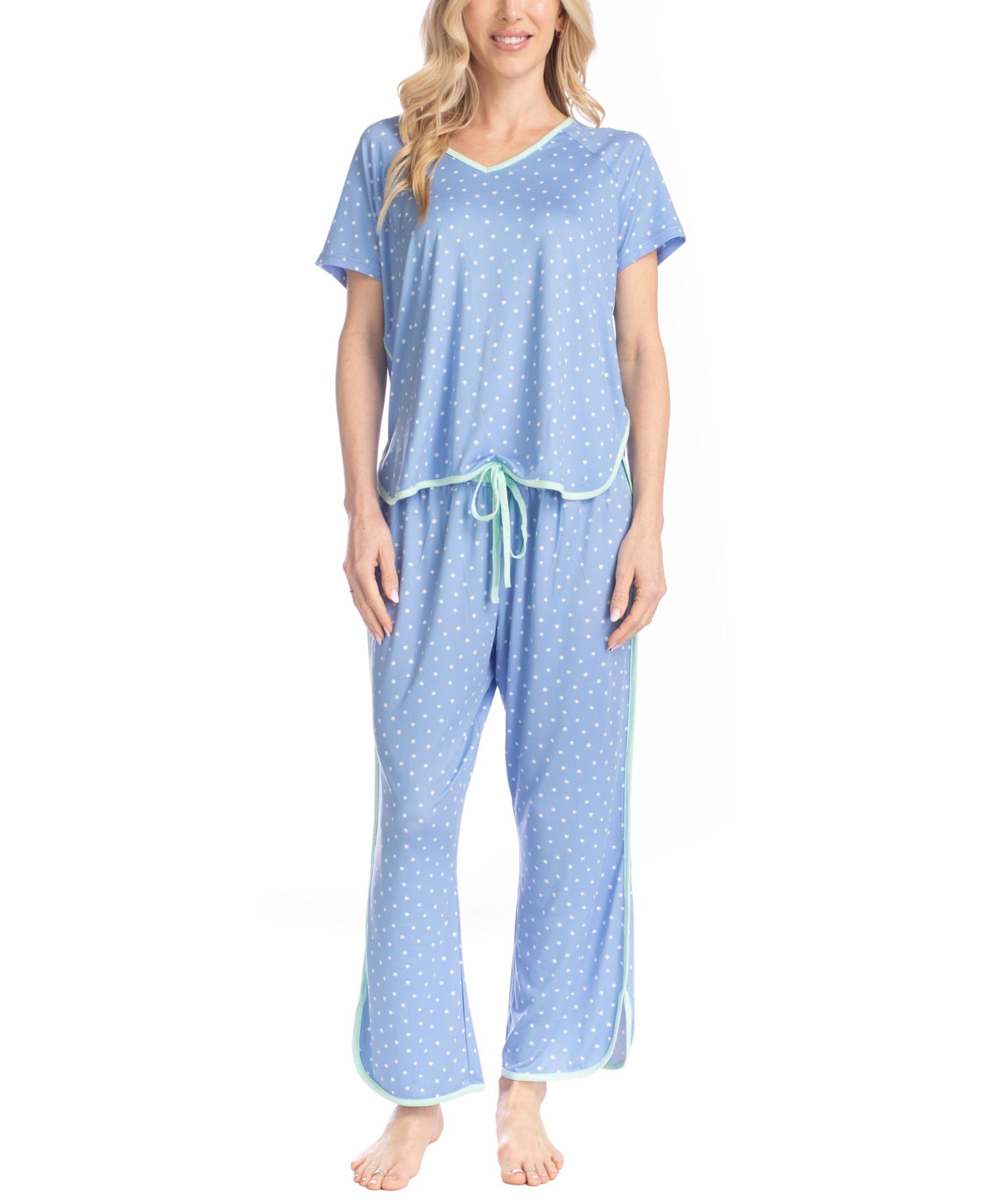 Women's Artistic Garden V-Neck Top and Ankle Pants