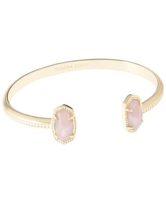 Glass Crystal Stone 14k Gold-Plated Over Brass Elton Link Cuff Bracelet