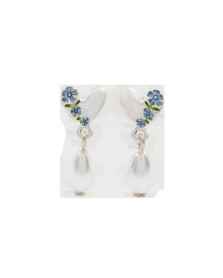Forget-Me-Not Heart And Pearl Earrings