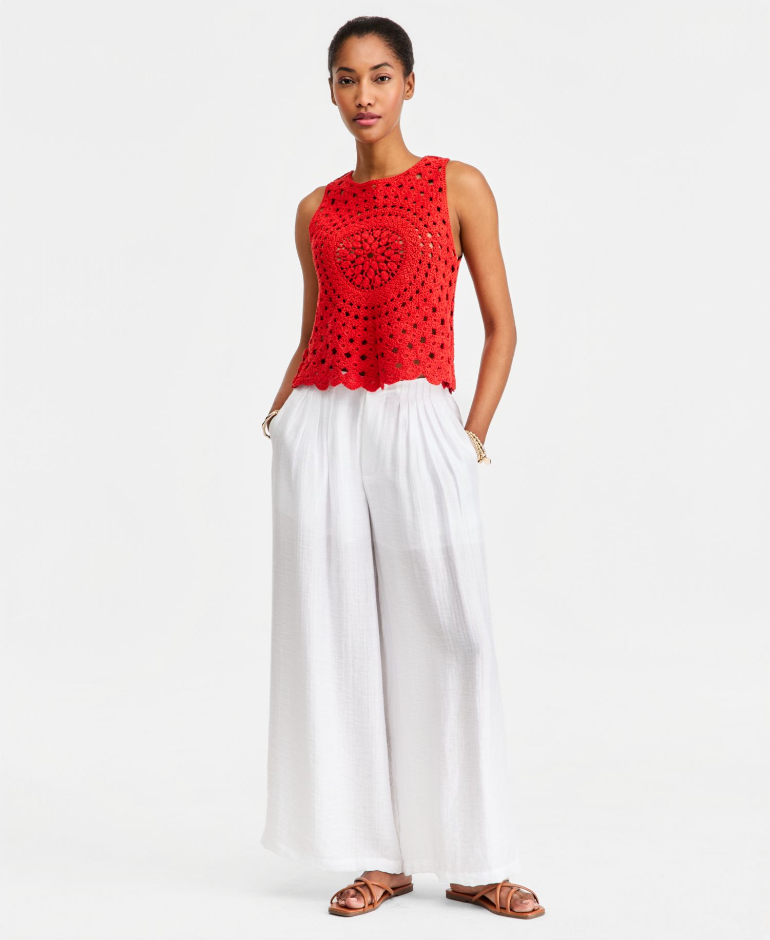Women's Crochet Button-Back Tank