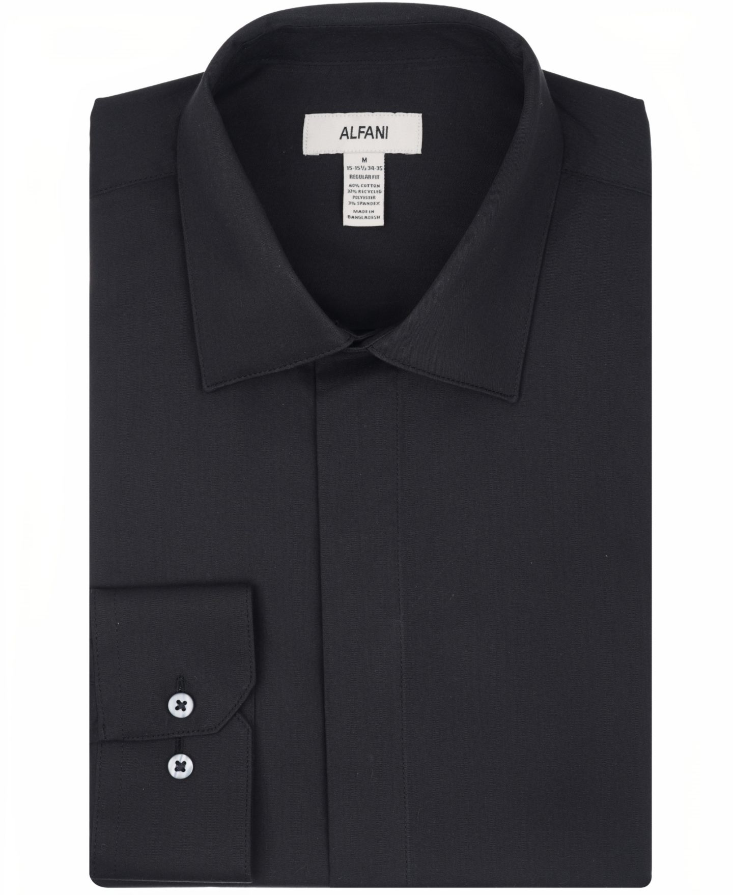 Мужская рубашка Alfani No Iron Formal Solid Dress Shirt, цвет: Чёрный — фото 7