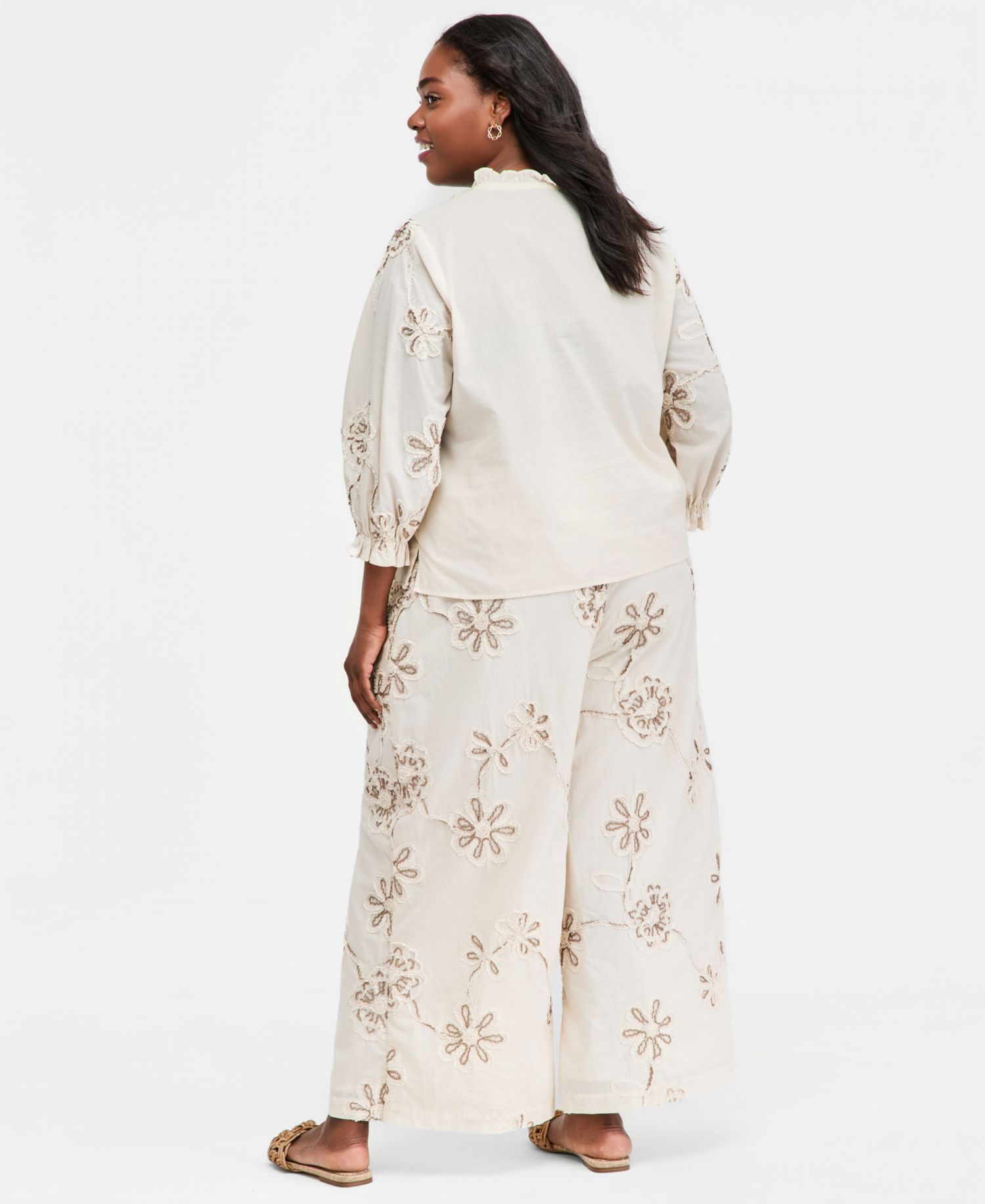 Plus Size Mid-Rise Wide-Leg Elastic Waistband Pants