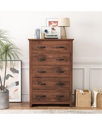 Tall 5-Drawer Storage Dresser for Bedroom and Living Area