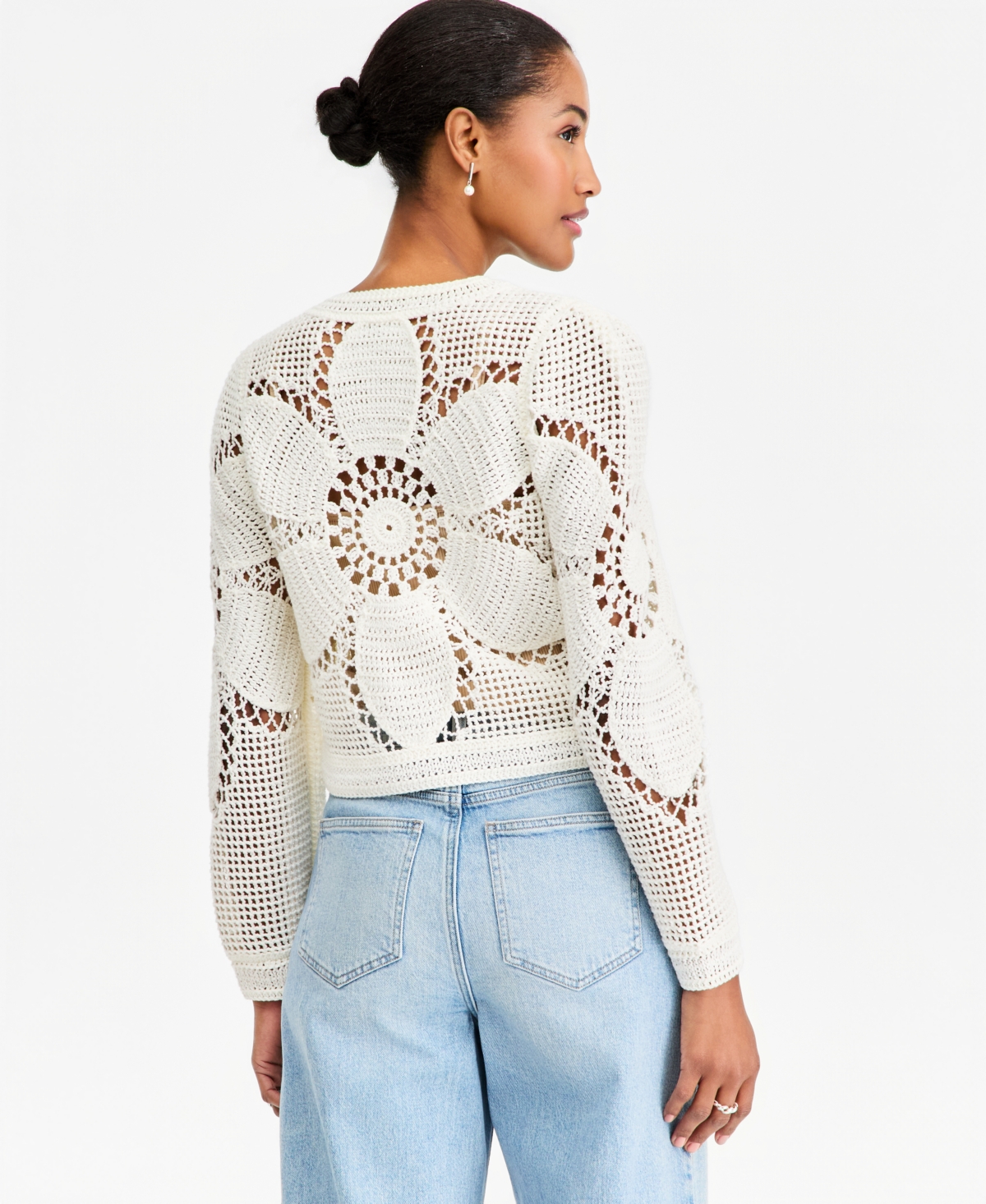 On 34th Women's Floral Pointelle Button-Front Cardigan, Macy's Exclusive