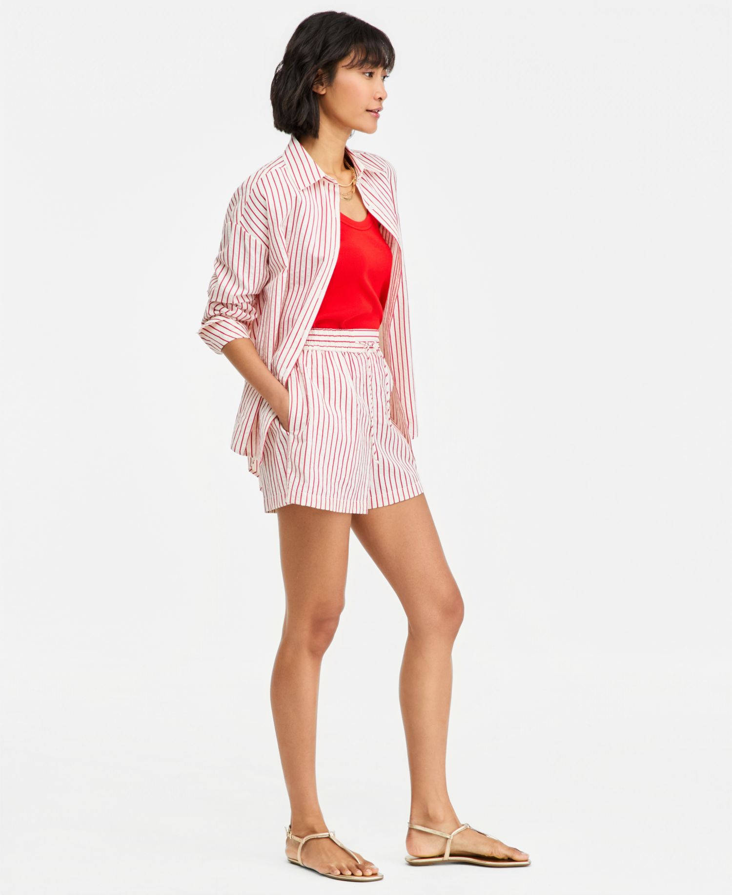 Women's Drawstring Seersucker Texture Shorts