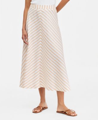 Women's Linen-Blend Midi Circle Skirt