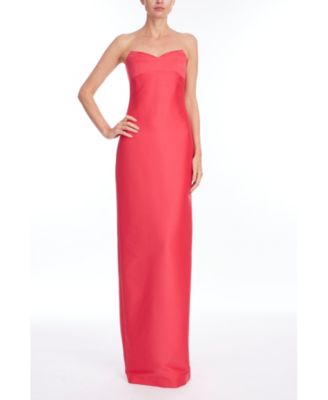 Women's Strapless Fold-Over Mikado Column Gown