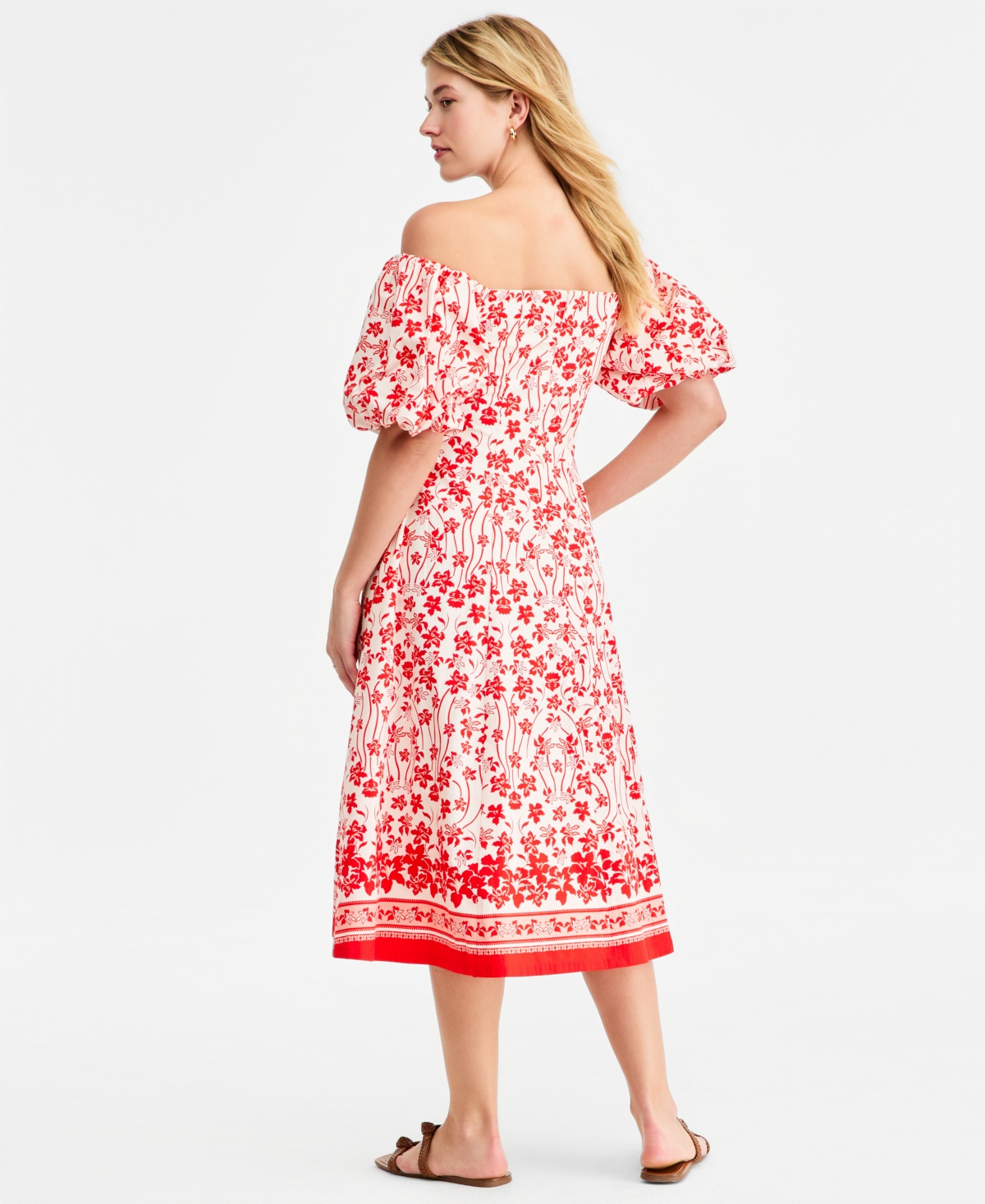 On 34th Women's Off-The-Shoulder Puff-Sleeve Midi Dress, Exclusively at Macy's