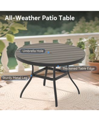 5-Piece Outdoor Dining Set with Ergonomic Textilene Chairs & 40.6" Round Table with Umbrella Hole