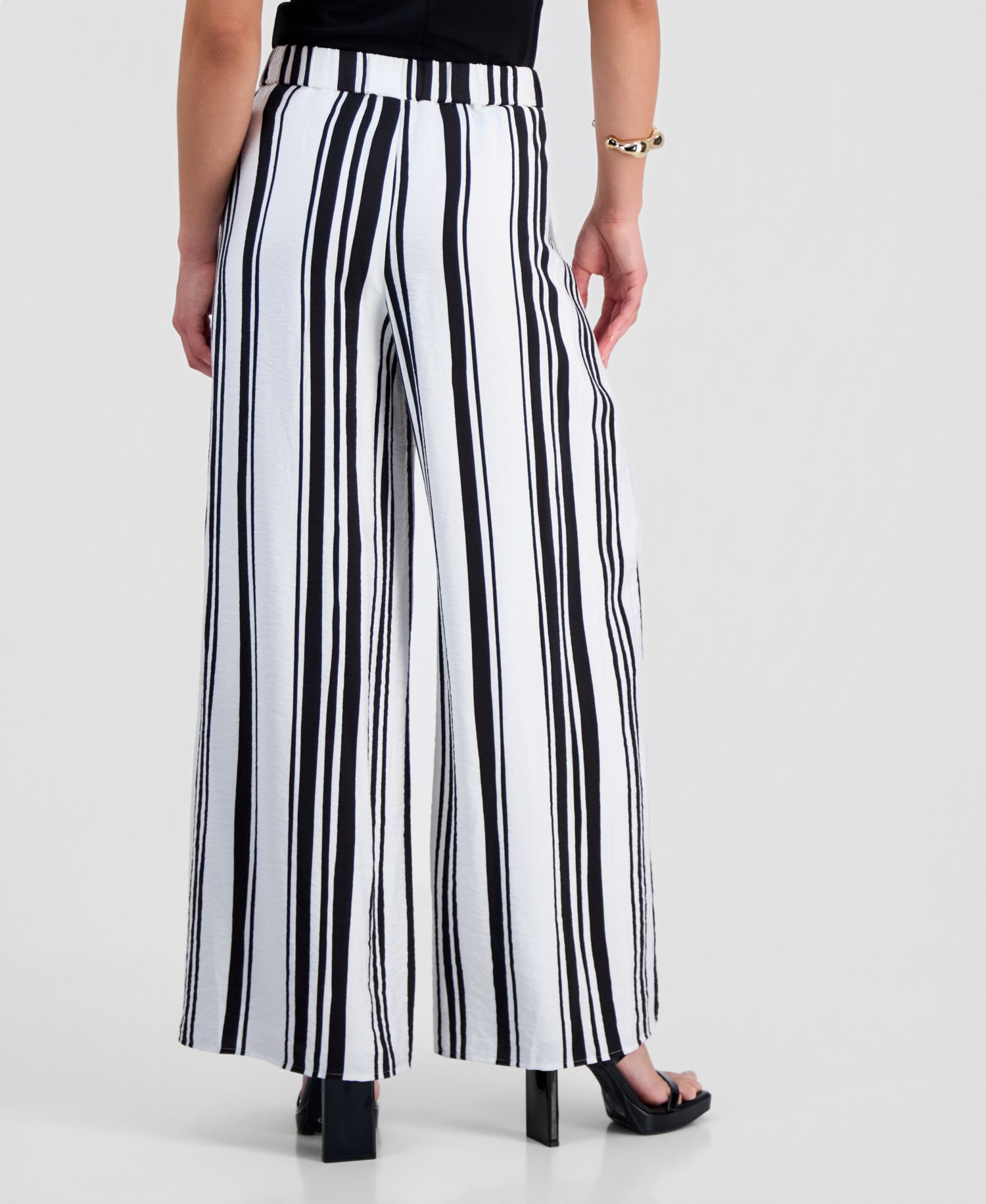 Petite Stripe High-Rise Wide-Leg Pants