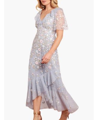 Women's Ethereal Blooms Frill Ankle Gown