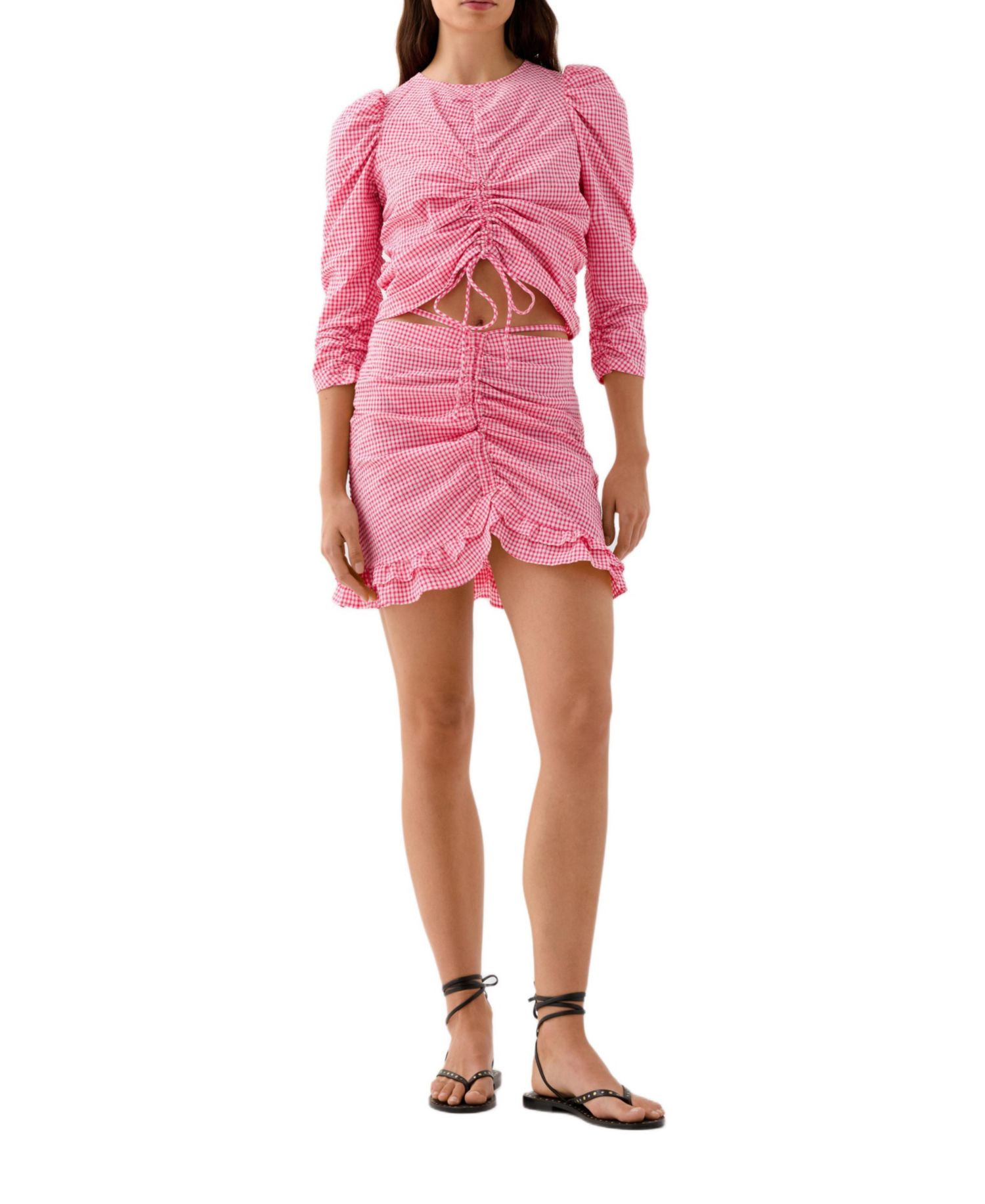 Women's Vichy Front Gather Skirt