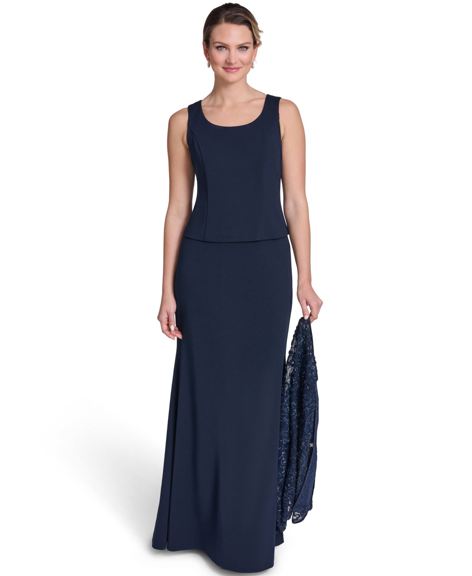 Women's Jewel Neck Jacket Ball Gown