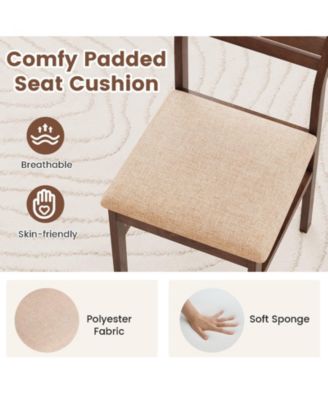 Padded Dining Chairs Set of 2 with Rubber Wood Frame and Polyester Cushion