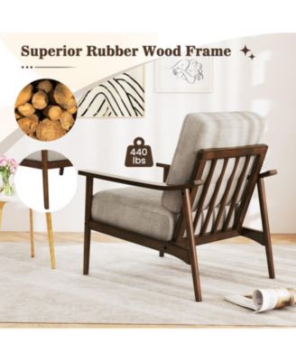 Modern Accent Chair with Rubber Wood Armrests and Polyester Cushion