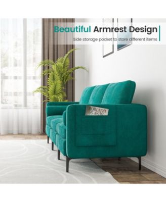 97 in Modular 3-Seat Sofa Couch with USB Ports and Side Storage Pocket