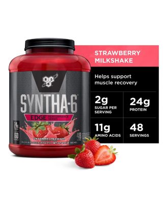 SYNTHA-6 EDGE Protein Powder, Hydrolyzed Whey, Micellar Casein, Milk Protein Isolate, Low Sugar, 24g Protein, Strawberry Milkshake, 48 Servings