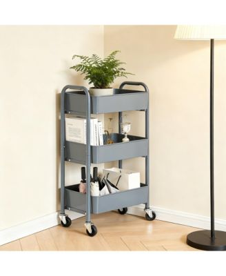 3-Tier Compact Rolling Storage Cart - Under Desk Use, 100 lbs Capacity