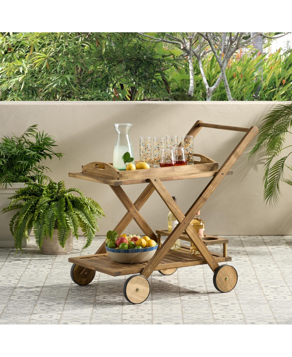 Flynama Bar Cart 35.50" H with Casters Finish