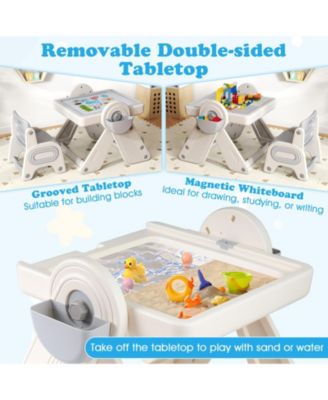 6-in-1 Multi-Activity Children Table and Chair Set with Folding Art