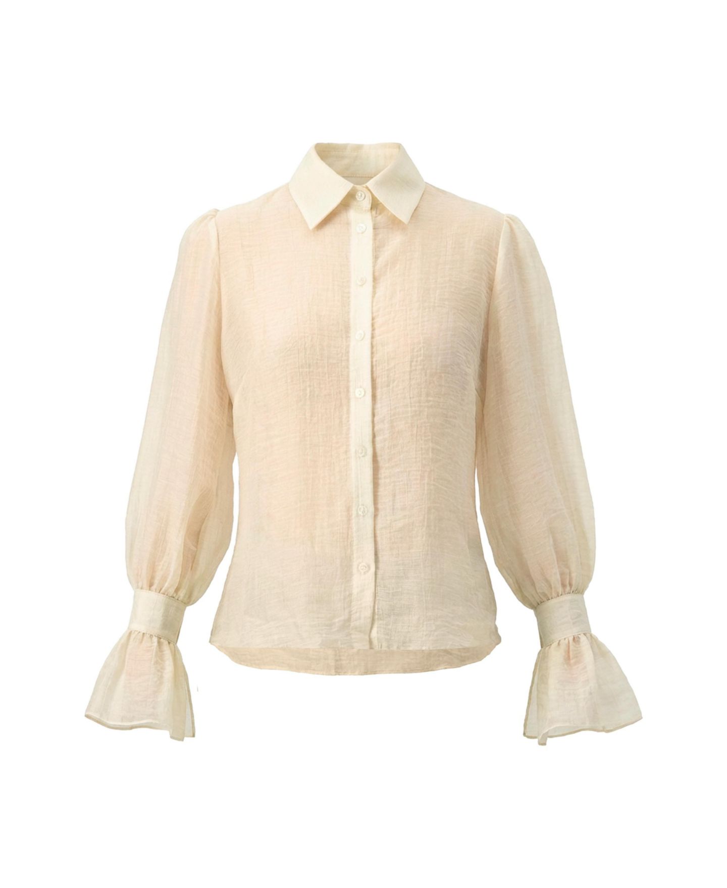 Женская рубашка Ivonne See-Through Long Sleeve With Wide Cuffs, цвет: Слоновая кость — фото 5