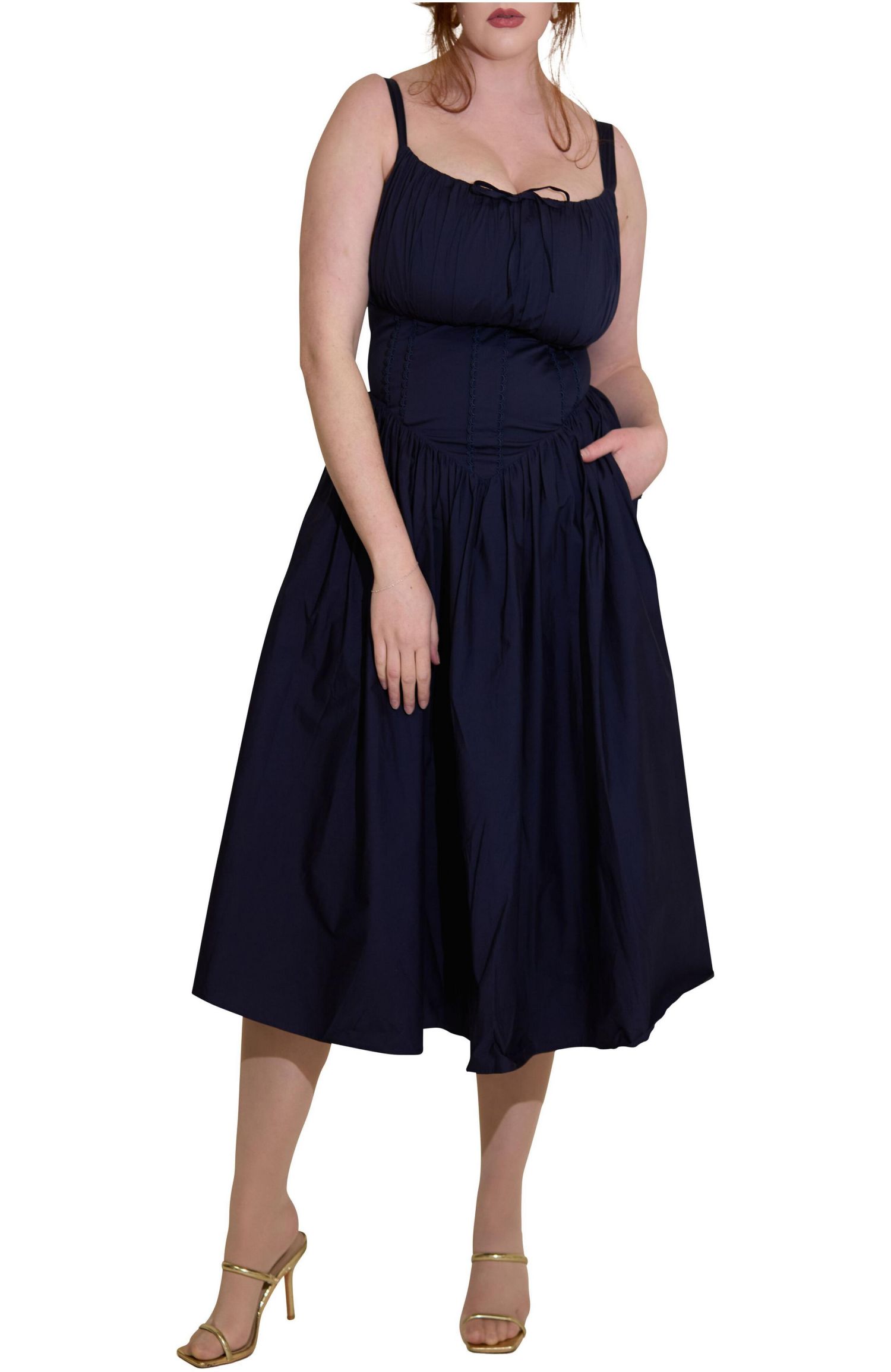 Women's Camille Fuller Bust Cotton Midi Corset Dress