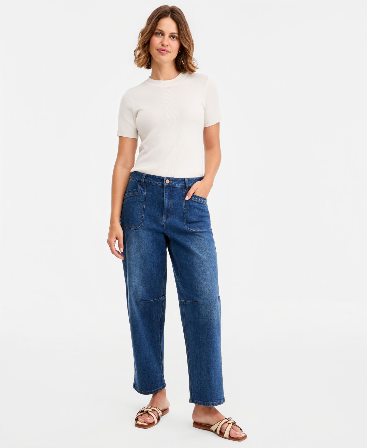 Women's High-Rise Barrel-Leg Jeans