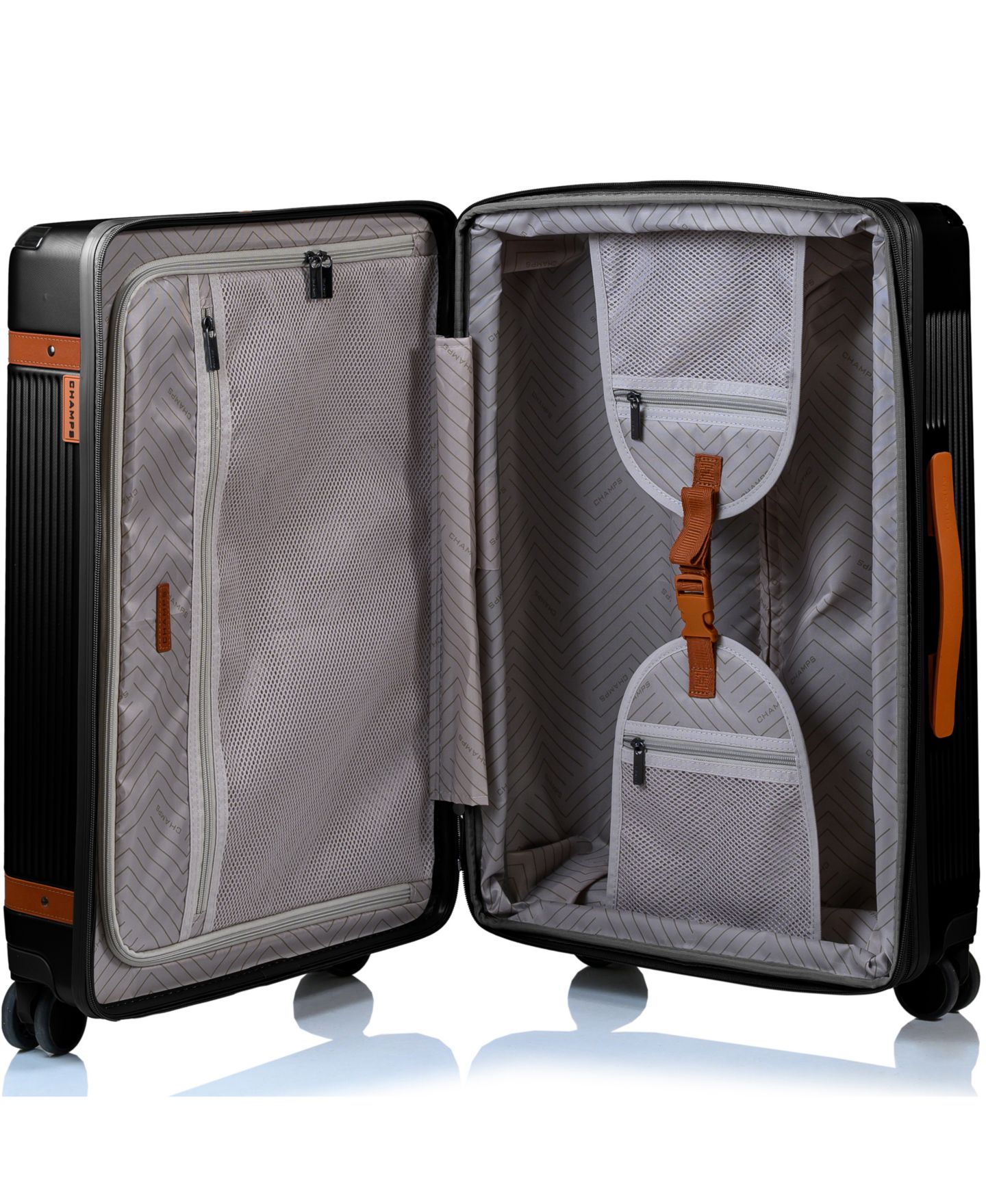 Чемоданы CHAMPS 3-Piece Vintage-Like Air Hardside Luggage Set, цвет: Чёрный — фото 4