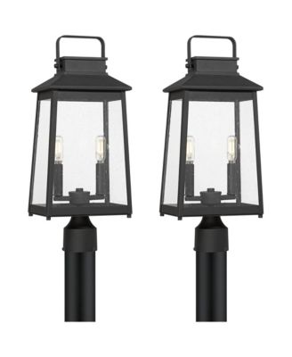 Jubliee 20  High Modern Outdoor Post Light Fixture Pole Porch Set of 2 2-Light  Metal Clear Glass Shade