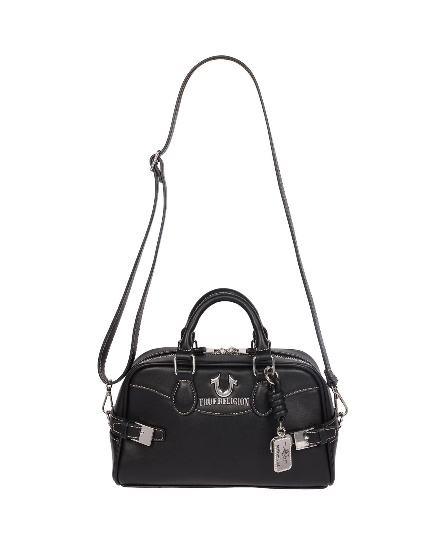 Женская сумка True Religion Brooks Smooth PU Belted Satchel - Top Handle Satchel with Detachable Crossbody Strap, цвет: Чёрный — фото 7