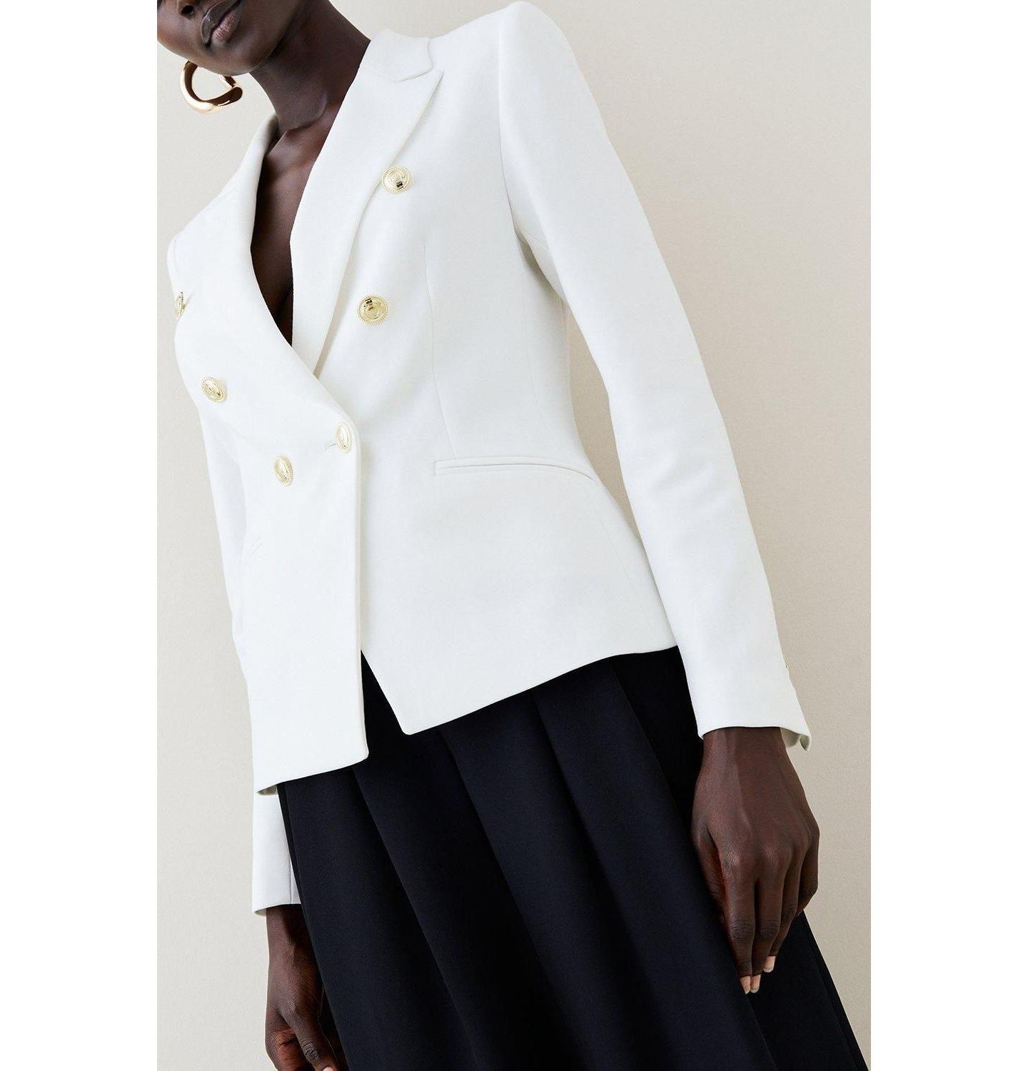 Женский пиджак Karen Millen Tailored Button Military Blazer, цвет: Слоновая кость — фото 2