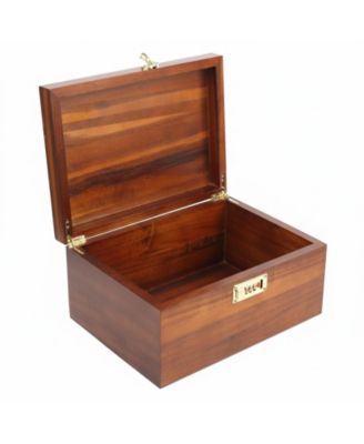 Large Wooden Storage Box with Adjustable Tray Removable Divider Keepsake Organizer for Trinkets Photos Gifts