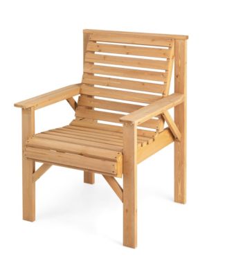 Fir Wood Chair Dining Inclined Backrest Garden Yard Indoor Natural Patio